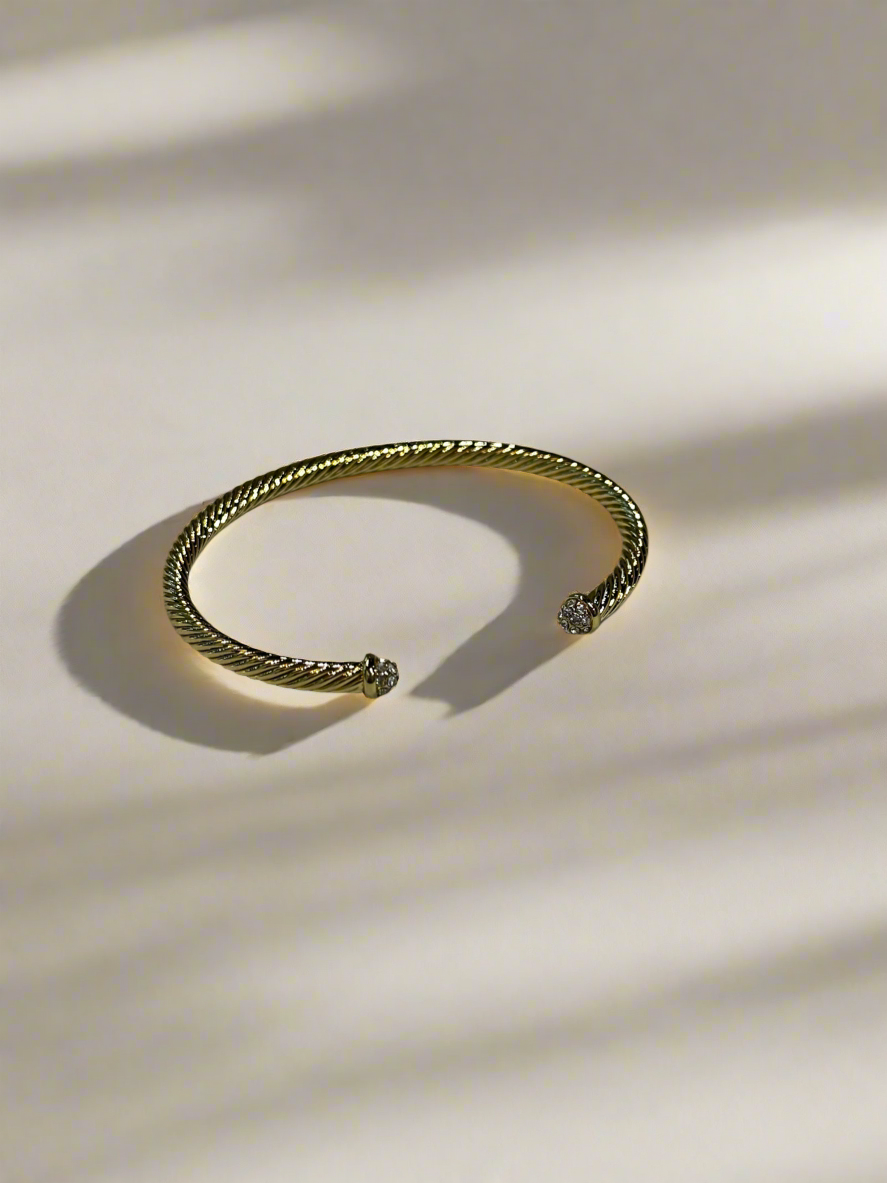 Bracelet: Gold Jeweled Open Bangle
