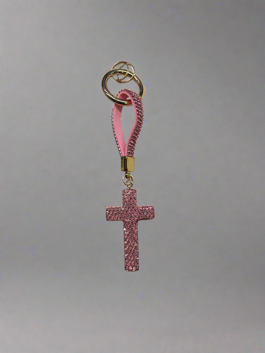 Rhinestone Cross Keychain