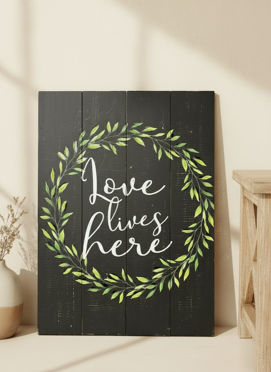 “Love lives here” wall decor