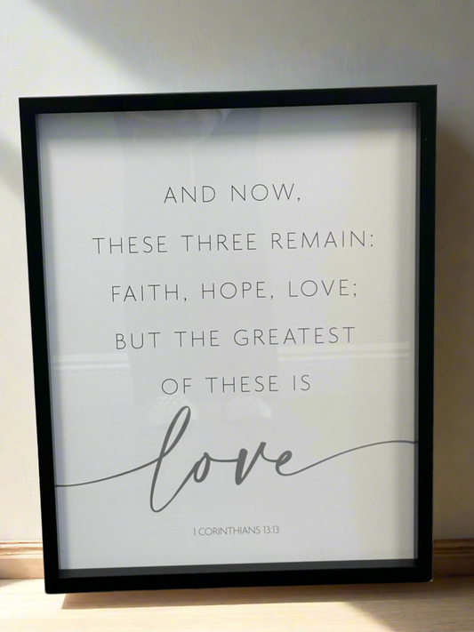 And Now, These Three Things remain:Faith,Hope,Love; But the Greatest of These is Love