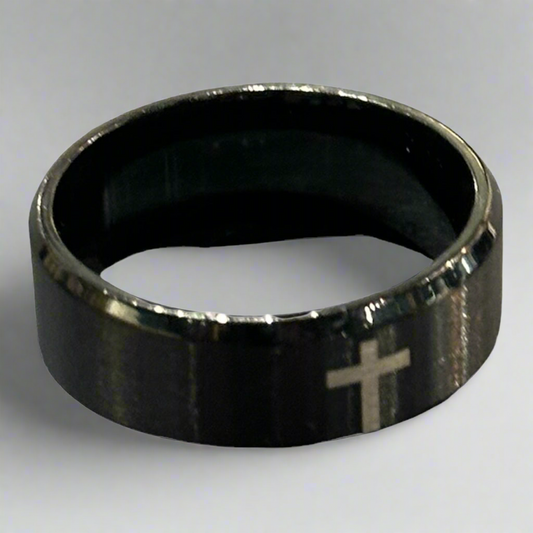 Black cross band ring