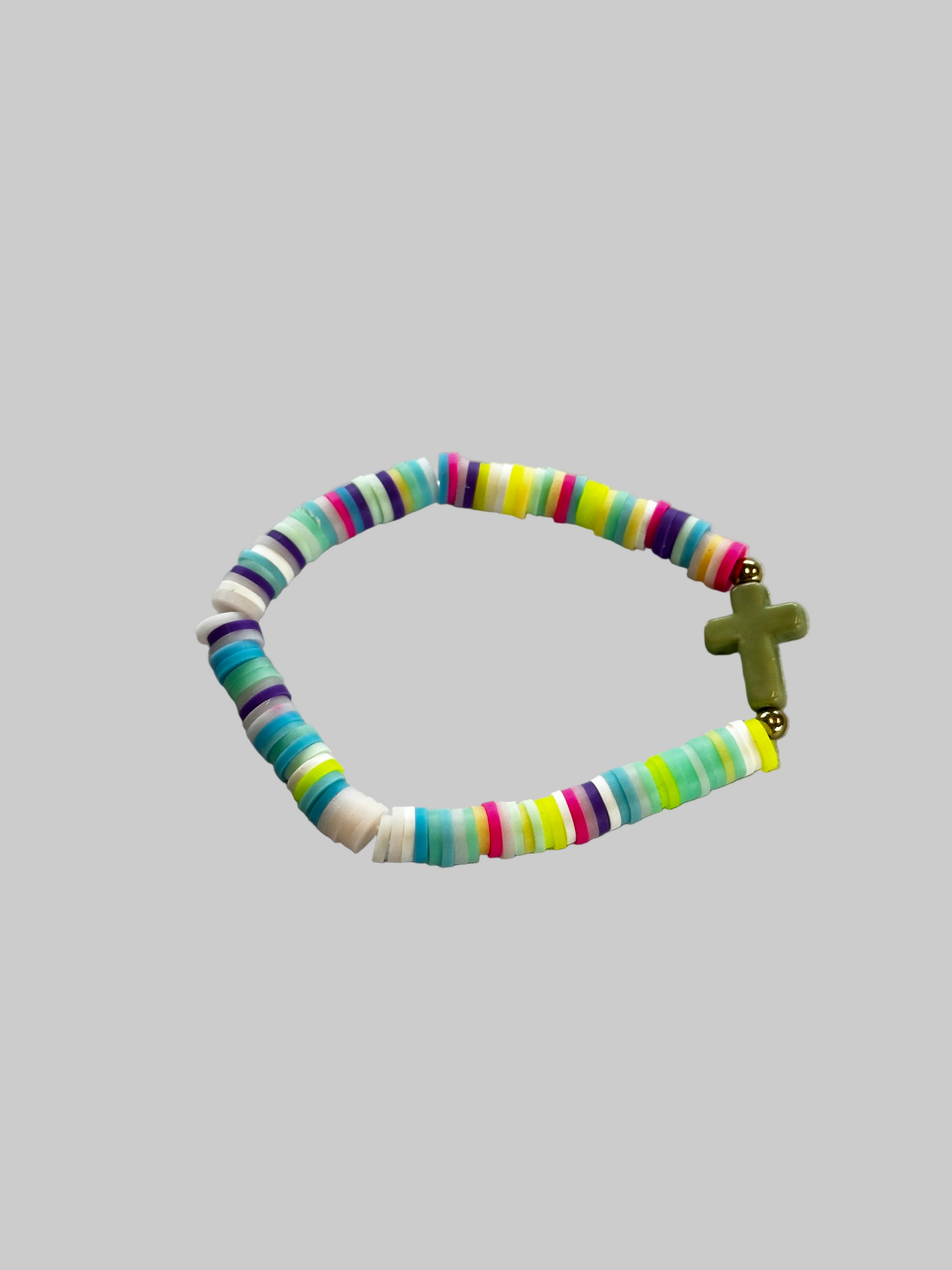 Bracelet: colorful beaded cross