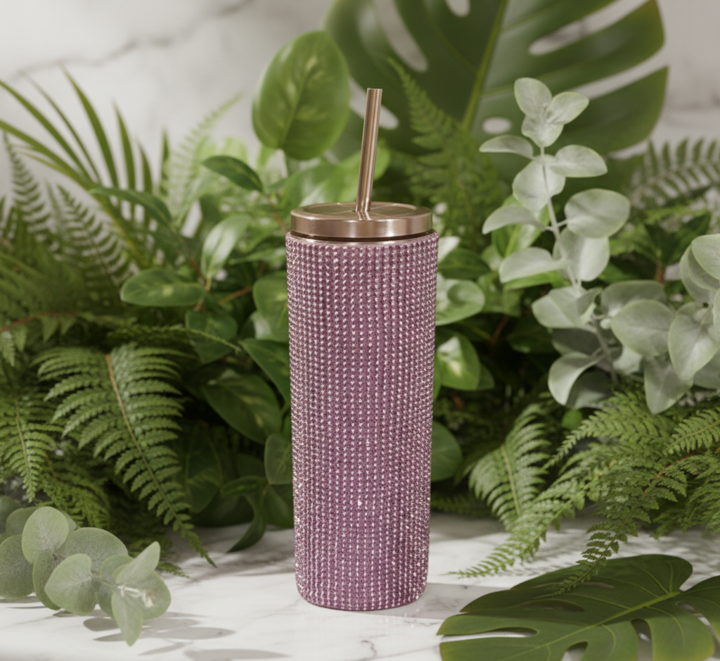 Bedazzled Tumbler with straws