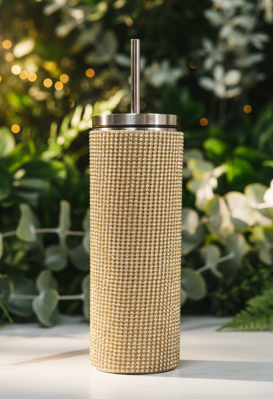 Bedazzled Tumbler with straws