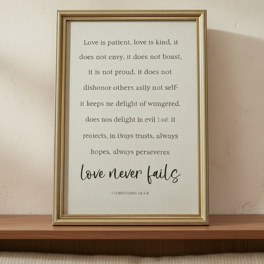 Wall Art: love is patient, Love is kind, it does not boast..