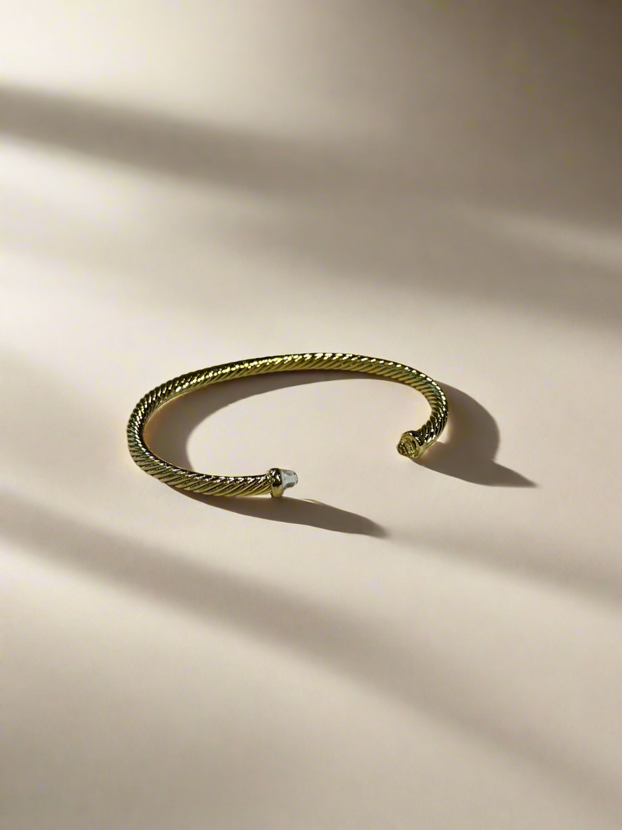 Bracelet: Gold Jeweled Open Bangle