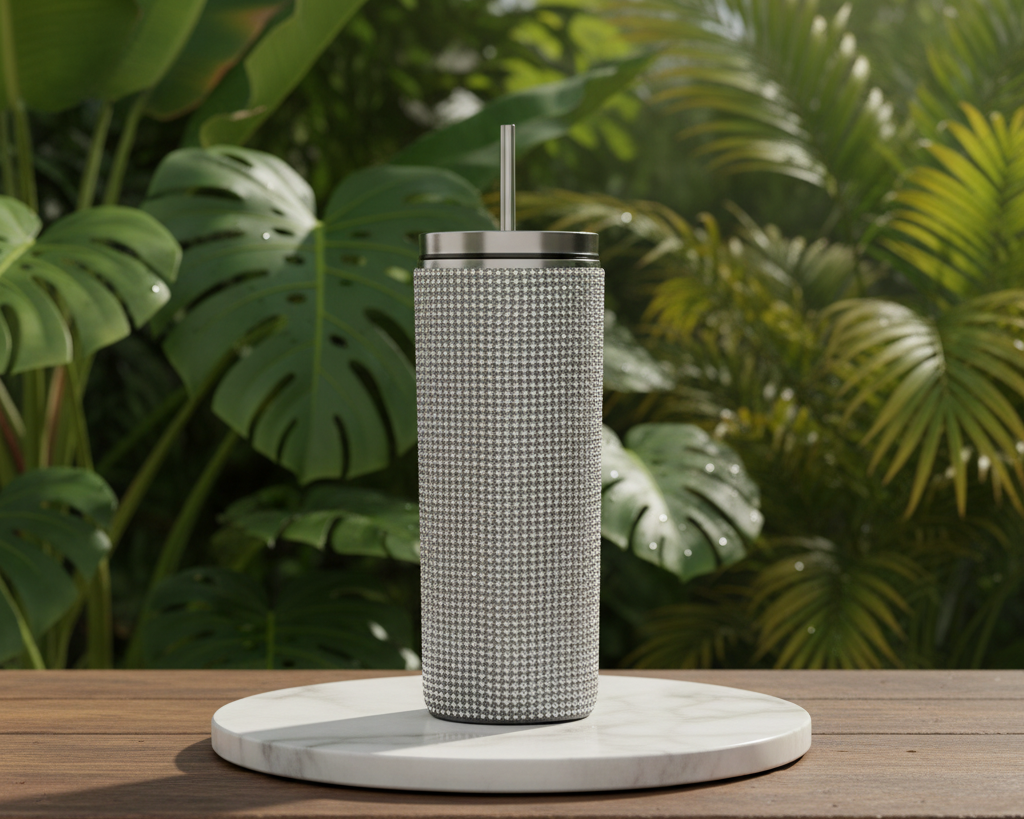 Bedazzled Tumbler with straws