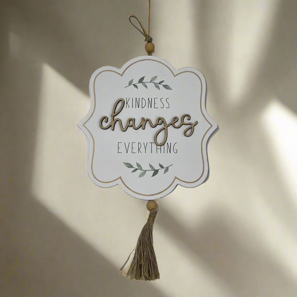 Wooden hanger sign “kindness changes everything “