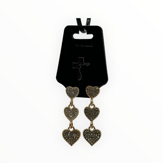 Triple Heart Dangling Earrings
