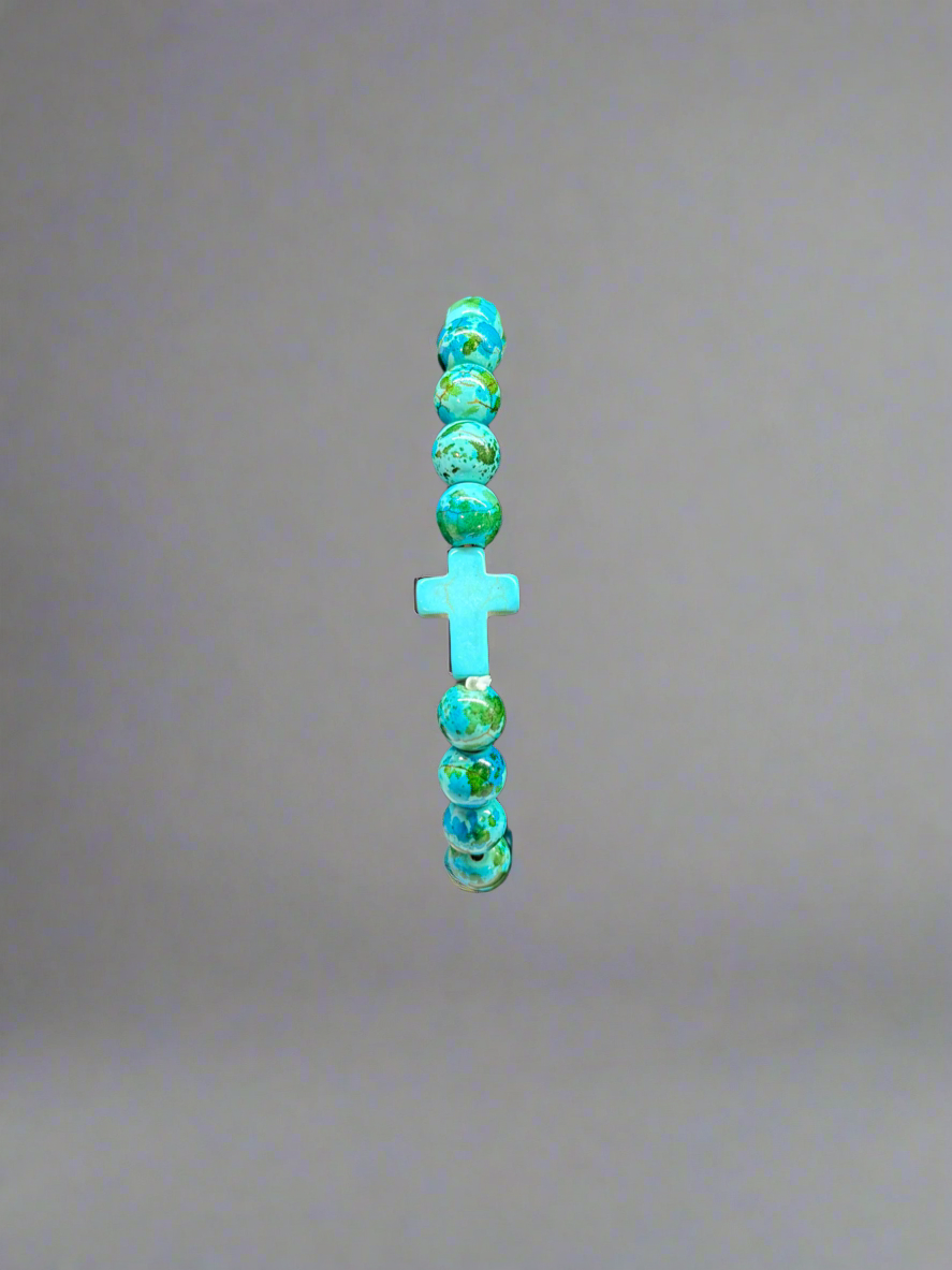 Multicolor Beaded Cross Bracelet