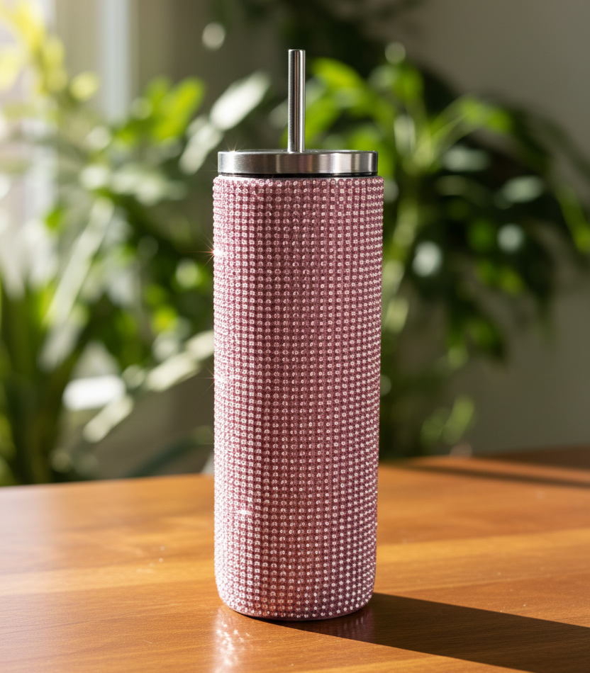 Bedazzled Tumbler with straws