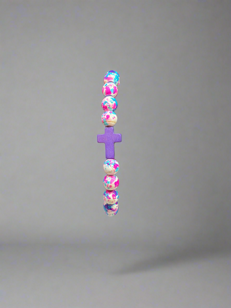 Multicolor Beaded Cross Bracelet