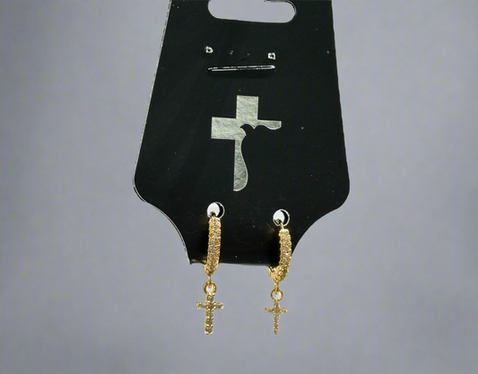 Cross Petite Hoop Earrings