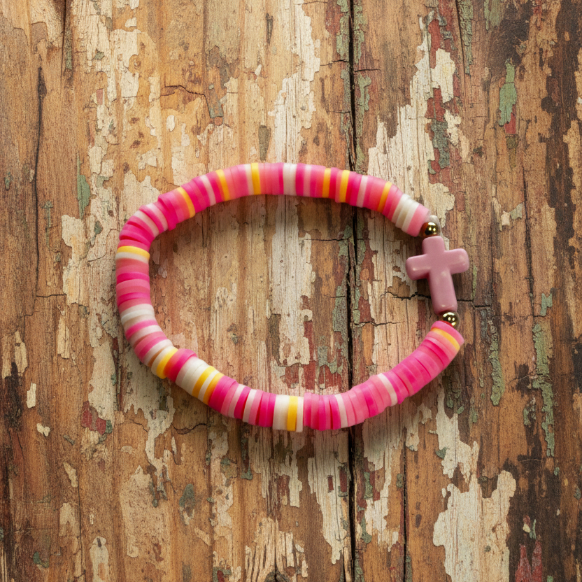 Bracelet: colorful beaded cross