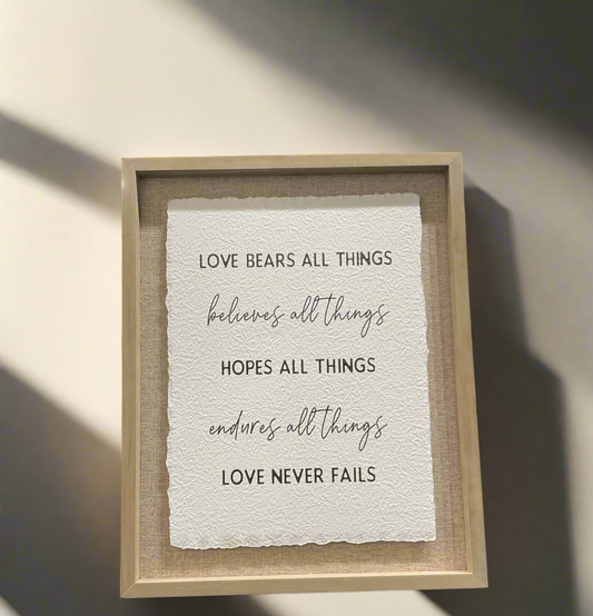 “Love bears all things….’ Wall Decor