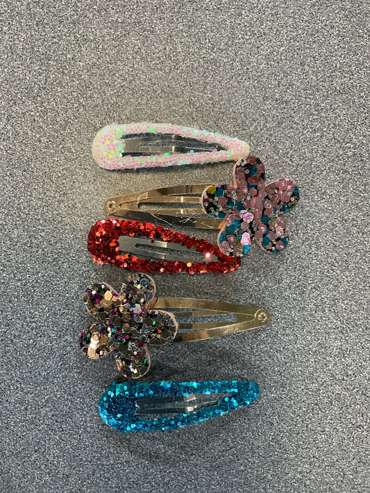 Hair Clip: Glitter & Flower Small