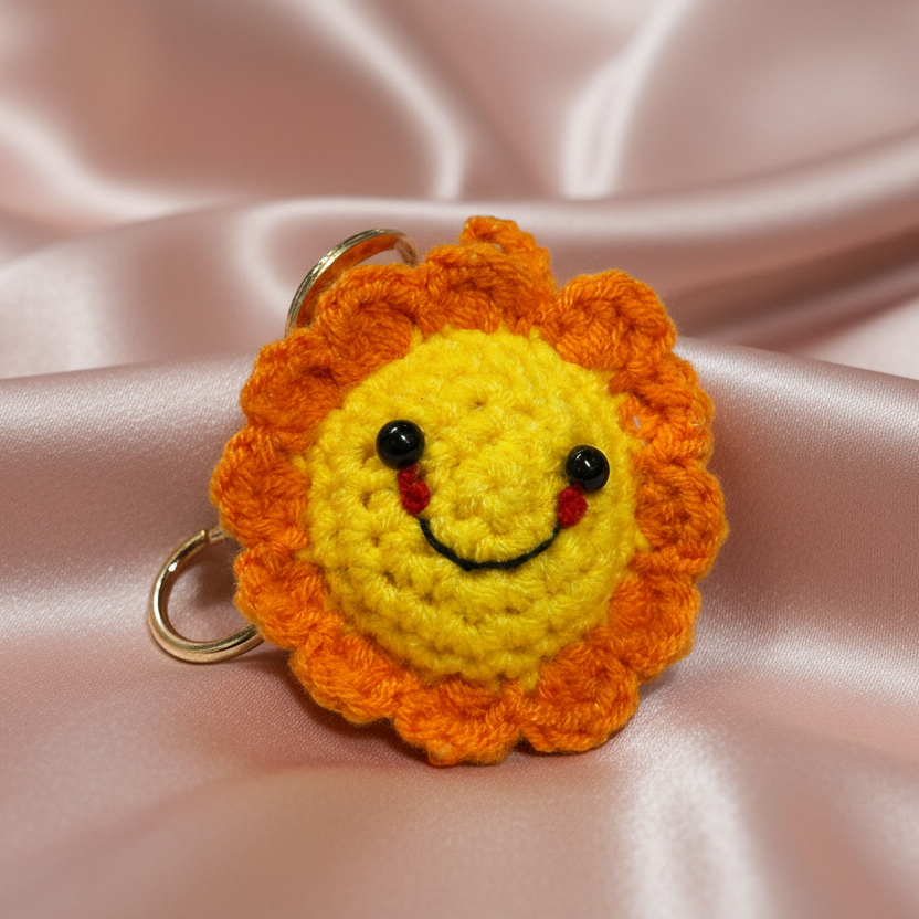 Keychain: Crochet Sunflowers