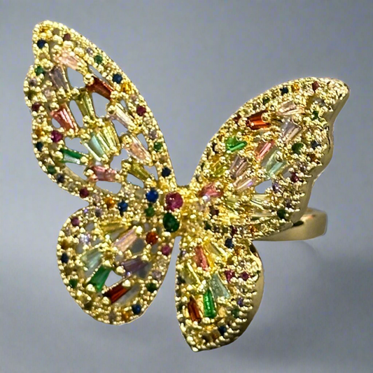 Rainbow butterfly ring