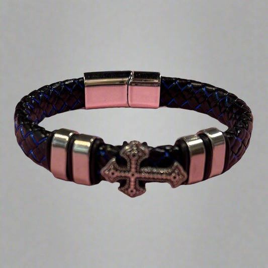 Black and blue cross bracelet
