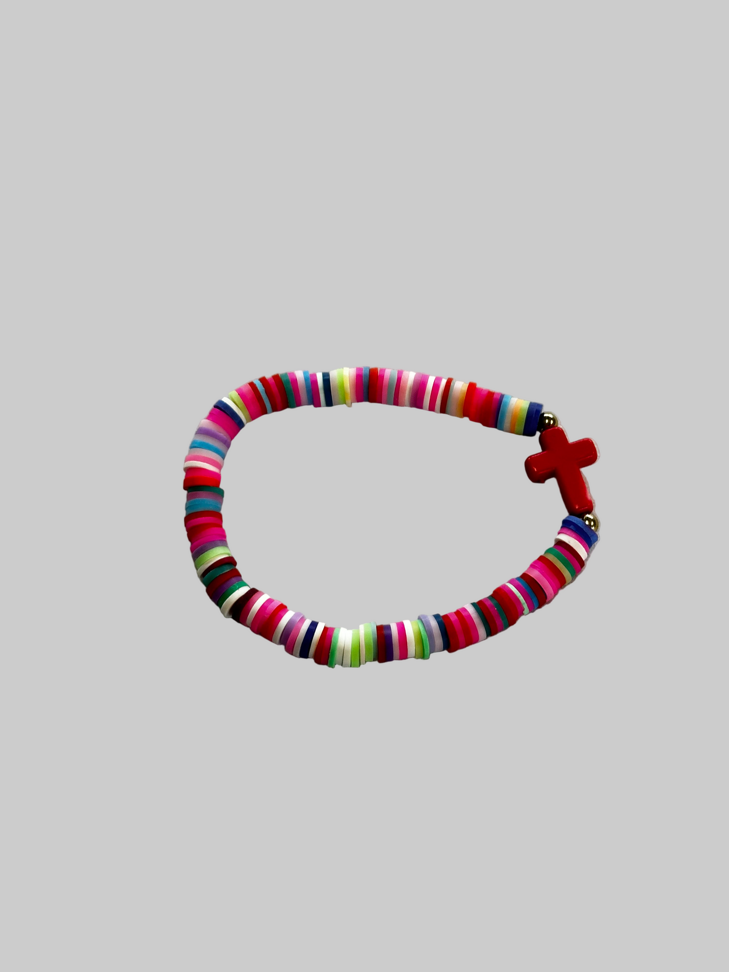 Bracelet: colorful beaded cross