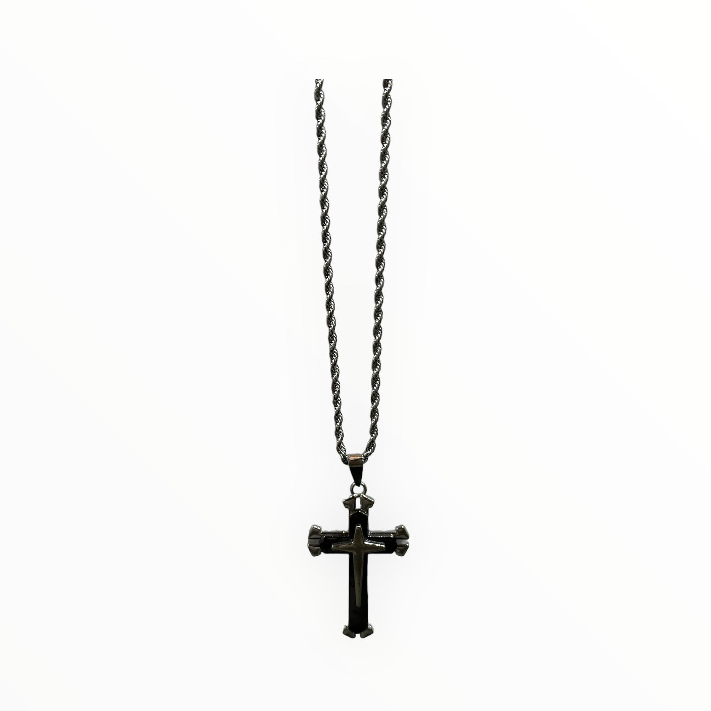 Men’s Stainless steel Black Cross Necklace