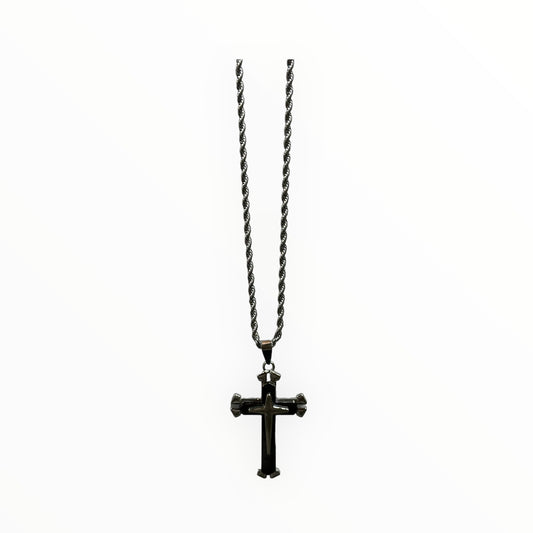 Men’s Stainless steel Black Cross Necklace