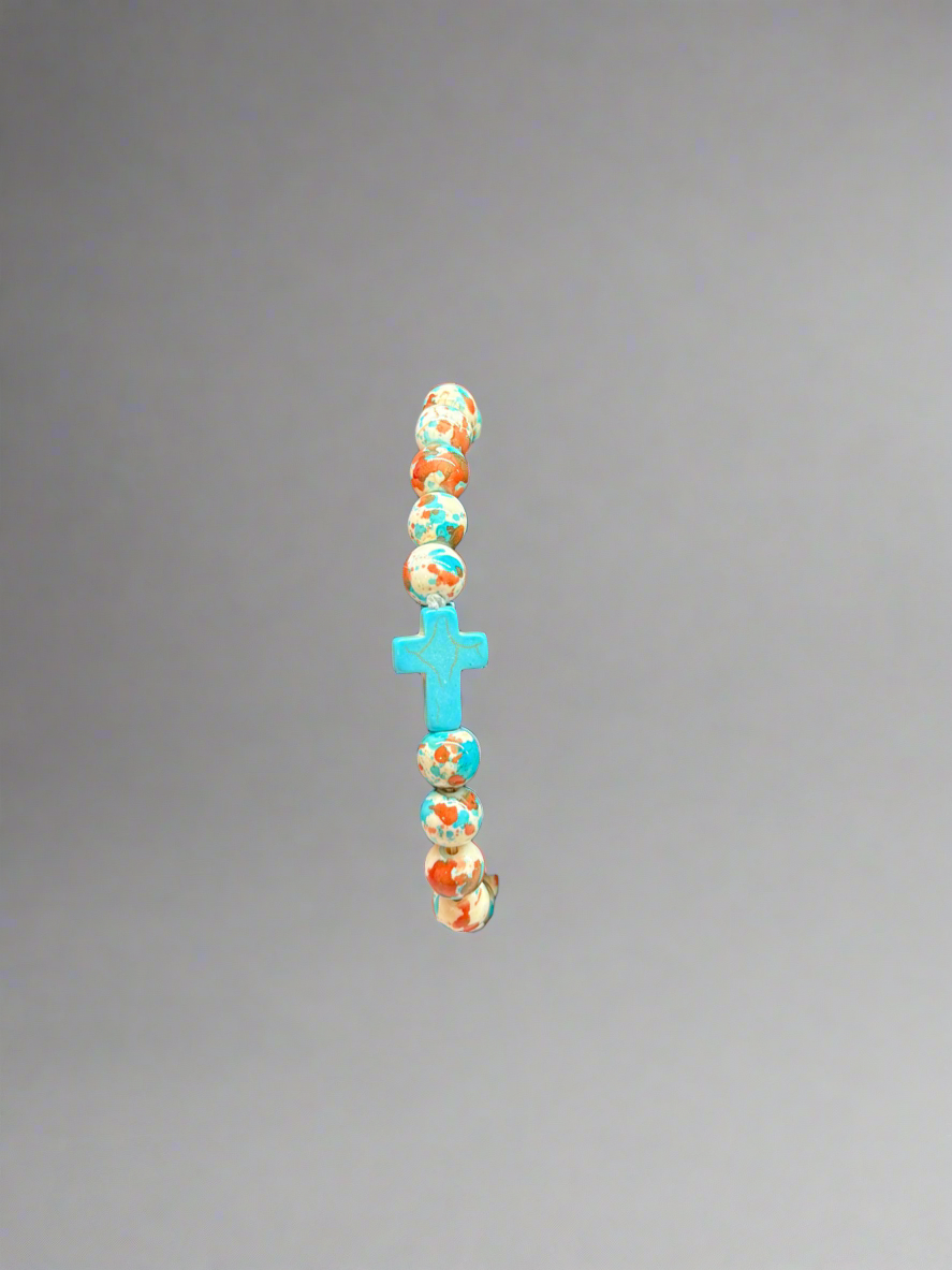 Multicolor Beaded Cross Bracelet