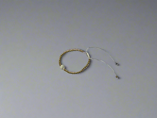 Gold Beaded Heart Tie Bracelet