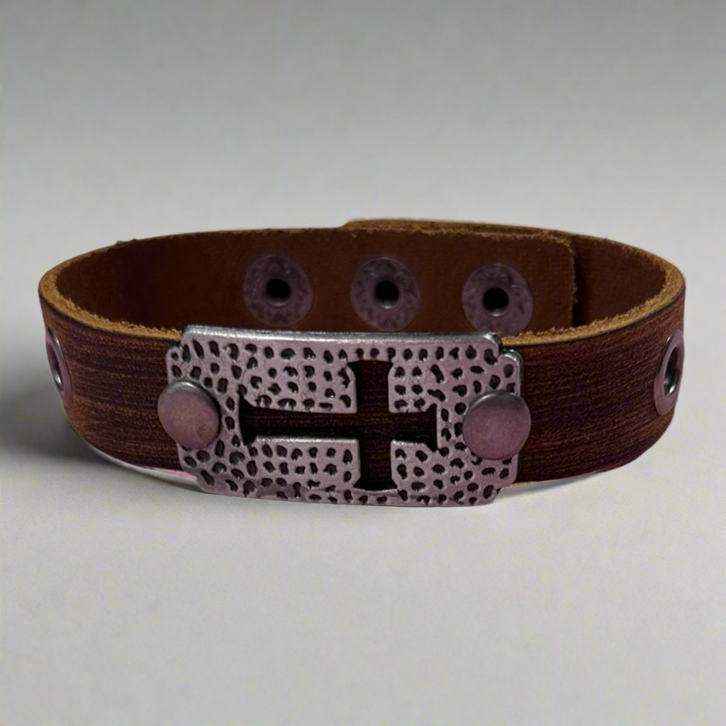 Leather cross bracelet