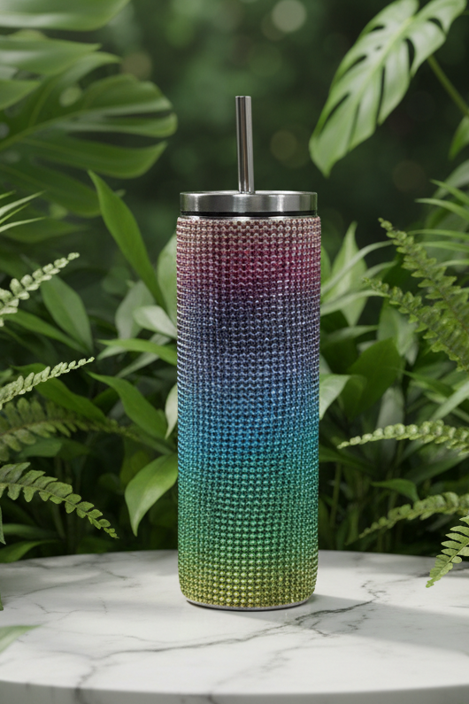 Bedazzled Tumbler with straws