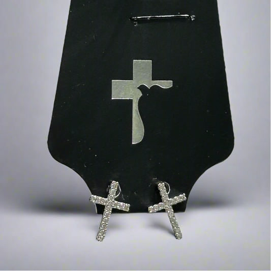 Diamond Cross Stud Earrings