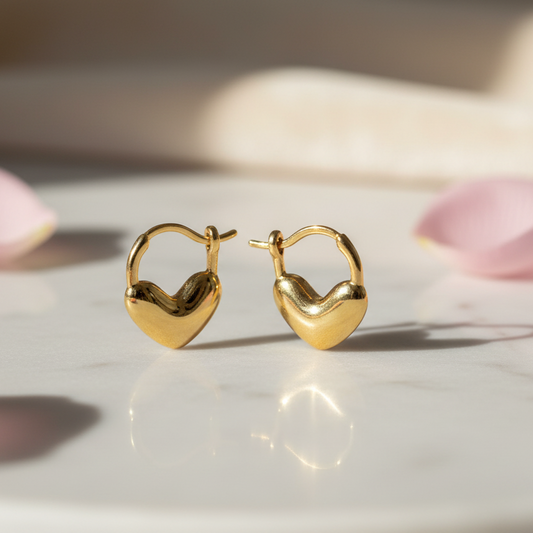 Gold Small Heart Hoops