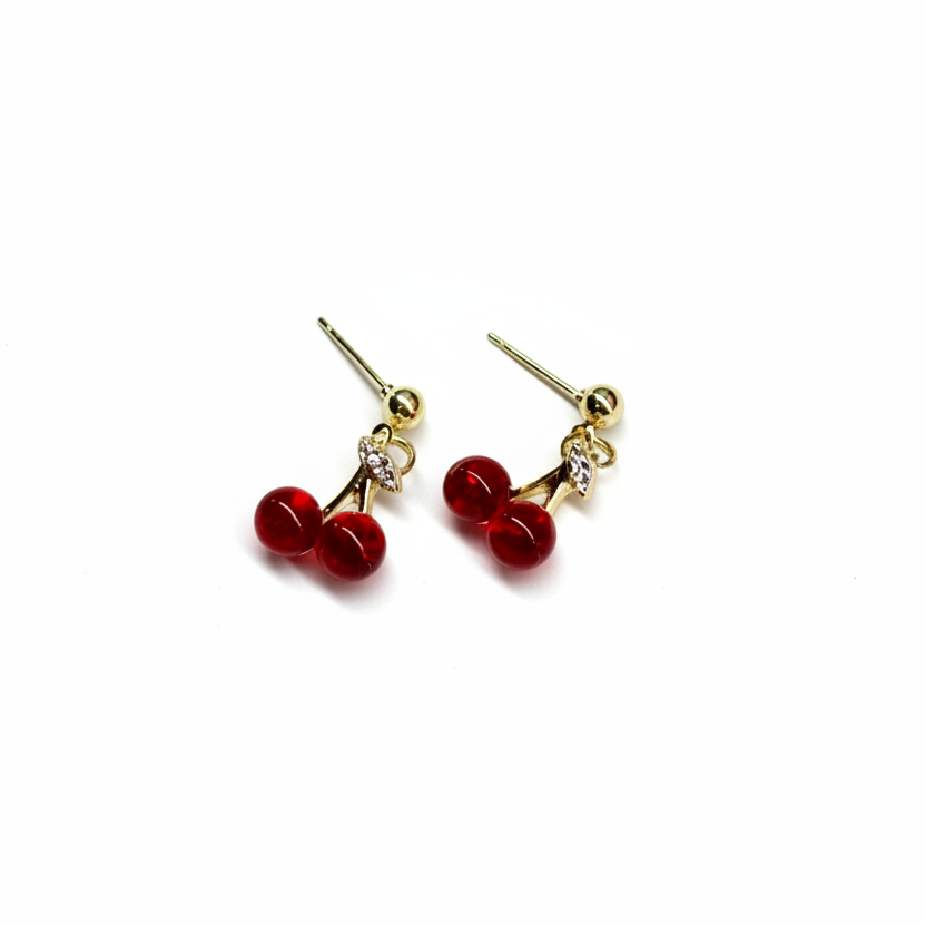 Earrings: cherry Gold