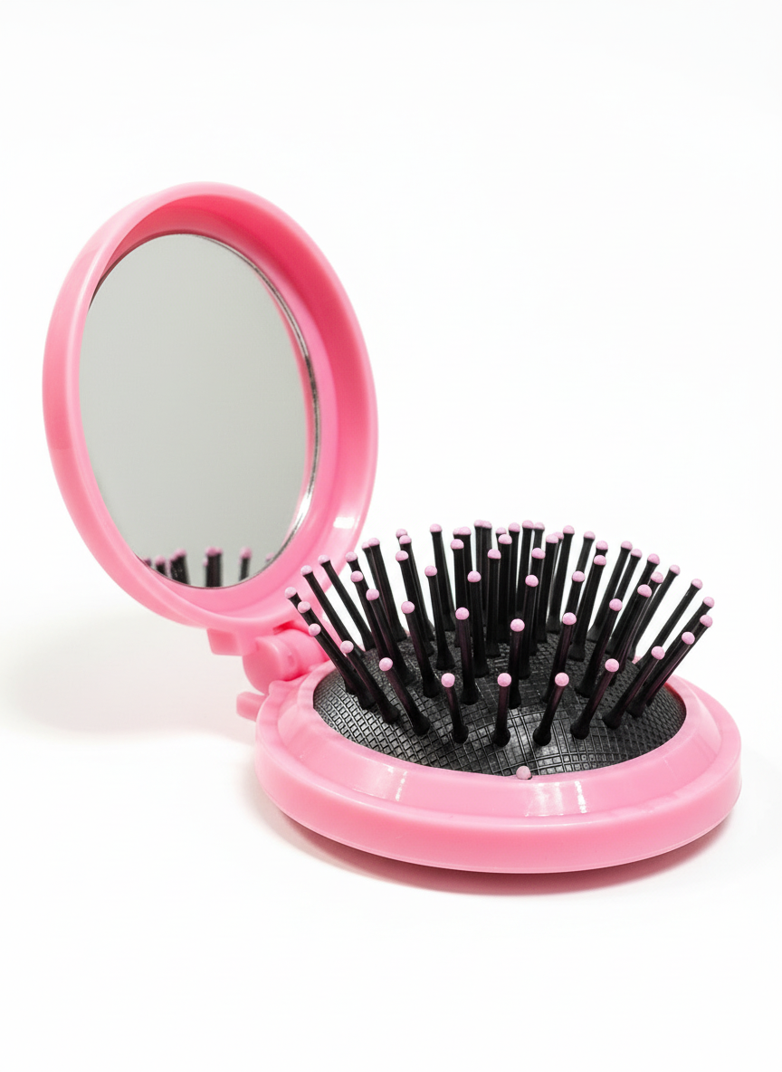 Compact Hair Brush and Mirror
