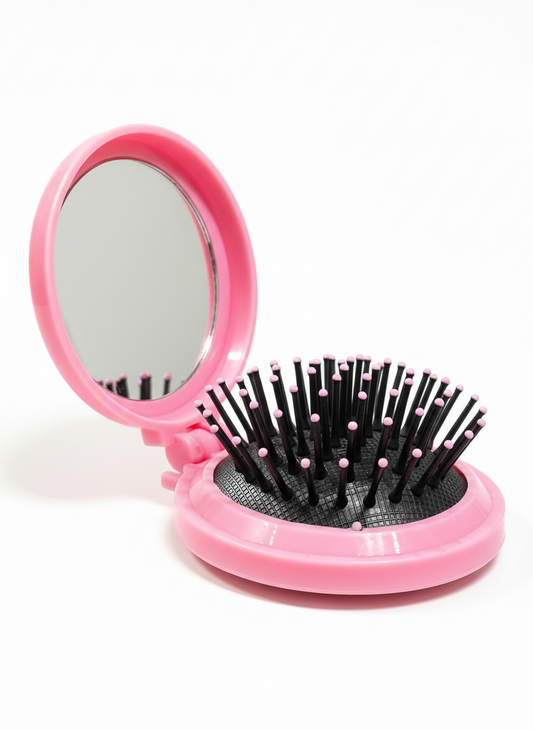 Compact Hair Brush and Mirror