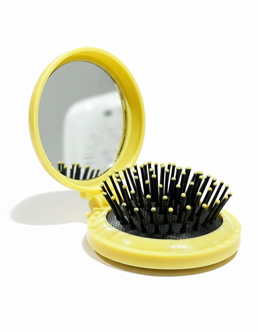 Compact Hair Brush and Mirror