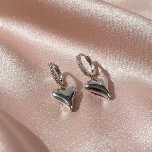 Small Diamond Heart Earrings