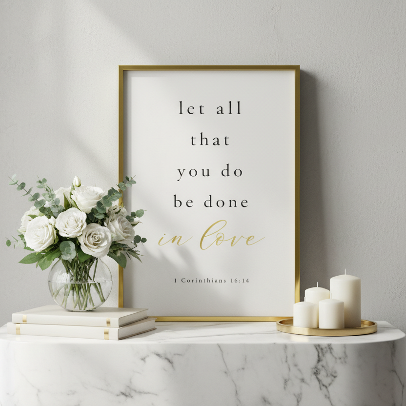 Wall Art: “ Let all that you do be done in love - 1 Corinthians 16:14”