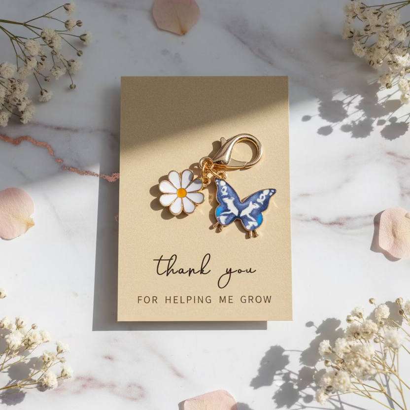 Purse charm:  “Thank you for Helping me grow”