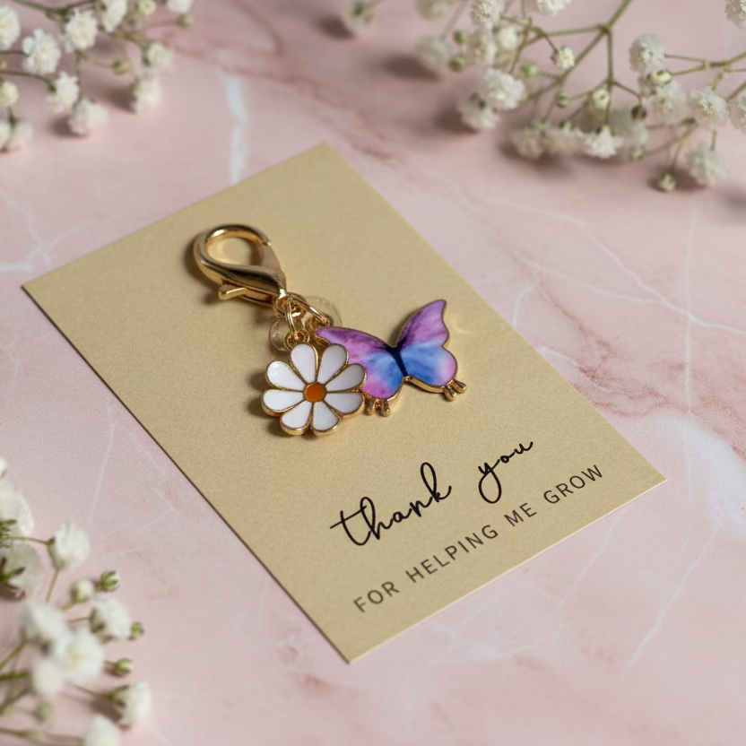 Purse charm:  “Thank you for Helping me grow”