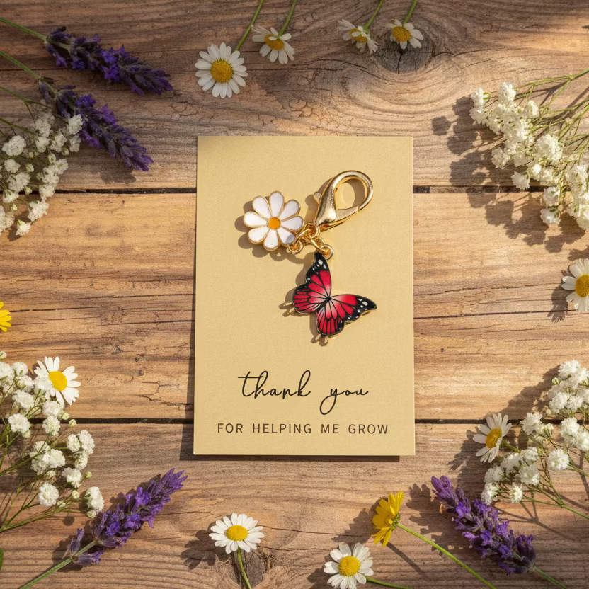 Purse charm:  “Thank you for Helping me grow”