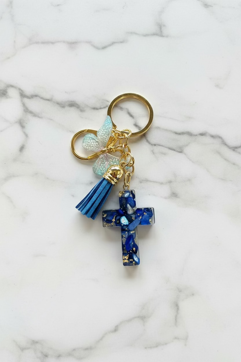 Keychains: Cross & butterfly design