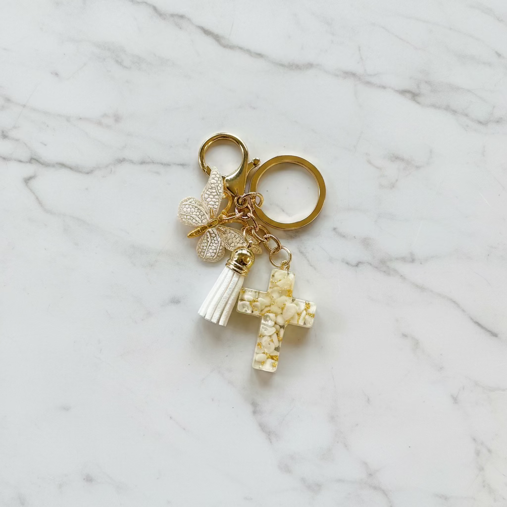 Keychains: Cross & butterfly design