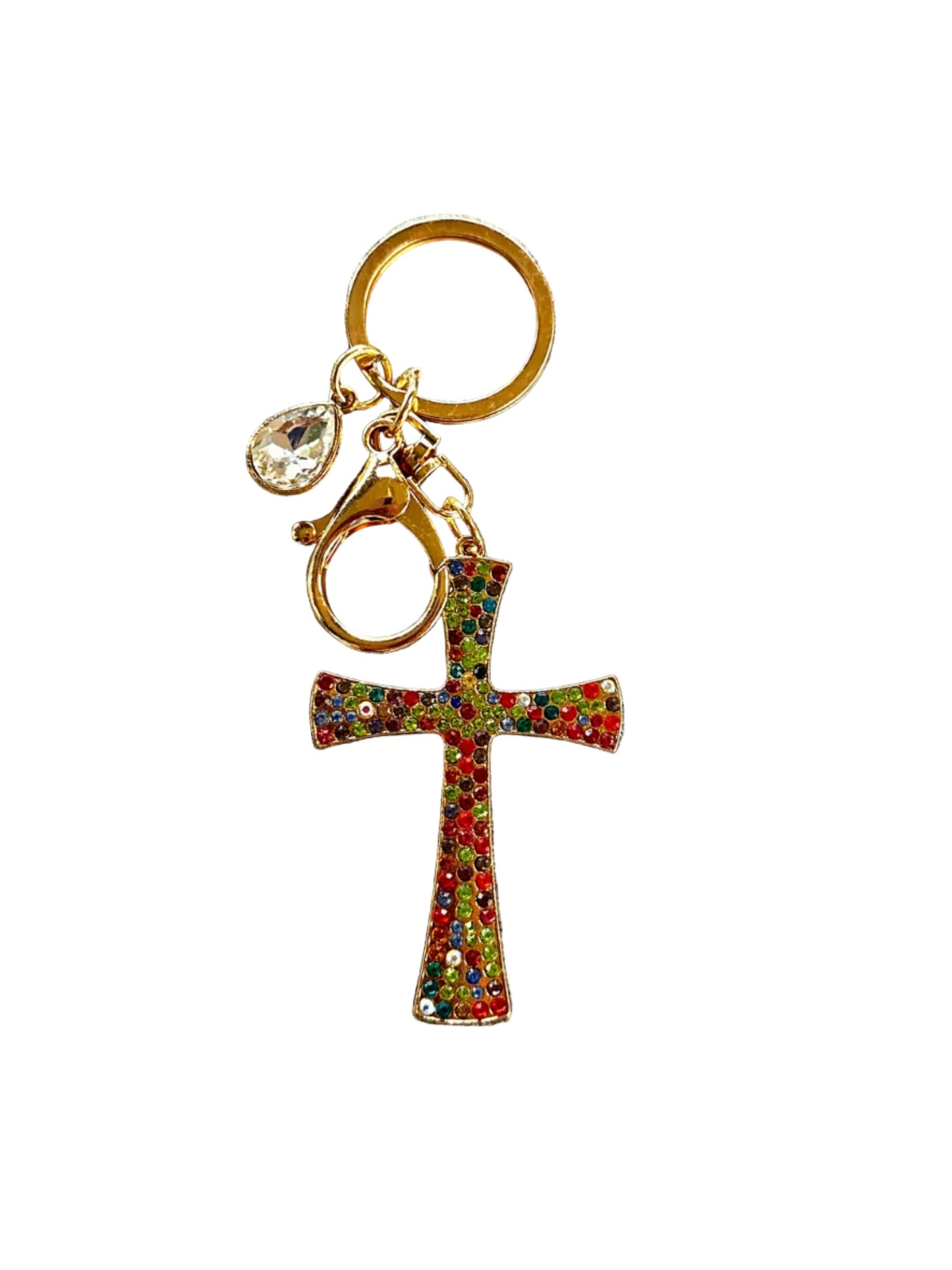 Keychain: Gold Diamond Cross